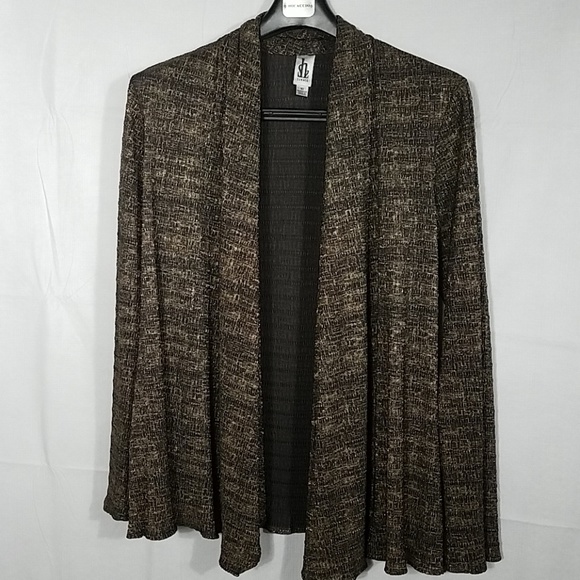 💖Sunhee Open Front Gold and Brown Cardigan Sz 10 - Picture 2 of 6